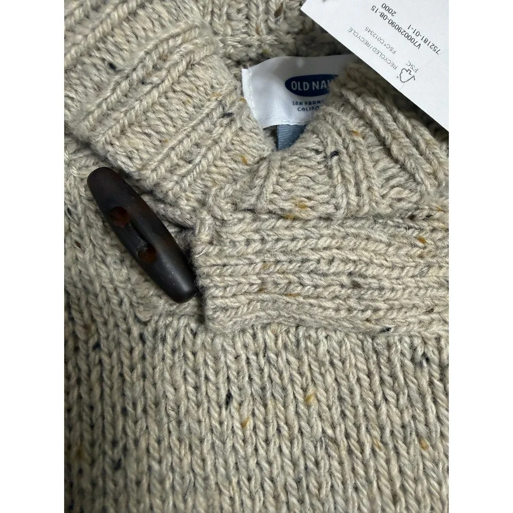 Old NavyNEW Shawl Collar Sweater Tan Speckle Toggle Knit Fall Photos2T